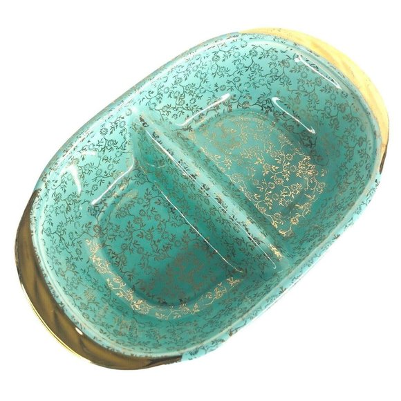 Pearl China CO Robin BLue Egg Divided Dish Gold - Picture 3 of 8